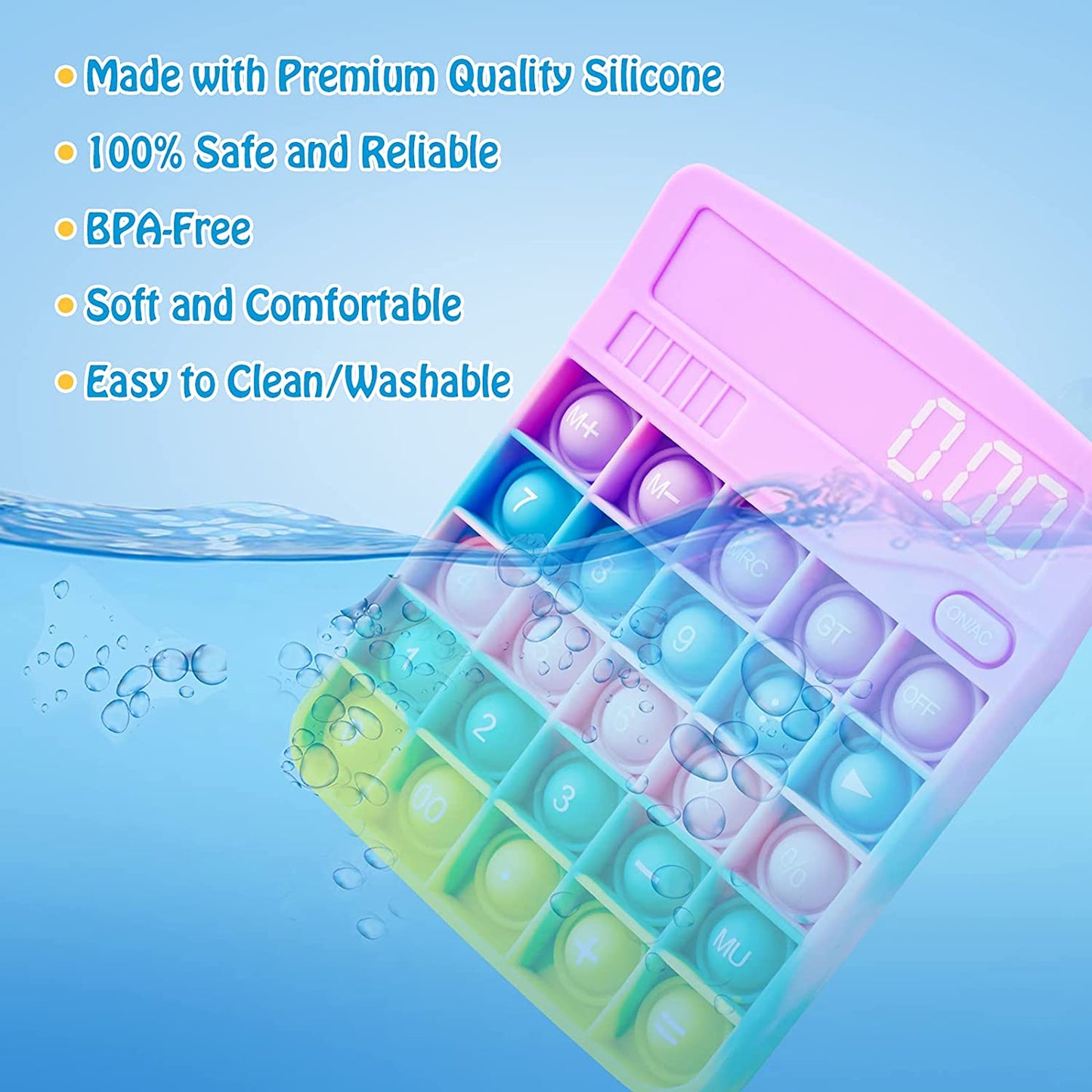 Calculator Silicone Bubble Push Pop Fidget Sensory Toy 5.6x4.5 Soft Novelty Gift