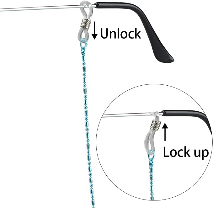 Eyeglasses Sunglasses Holder Strap Cords 6PCS Metal Copper Retainers Microfiber