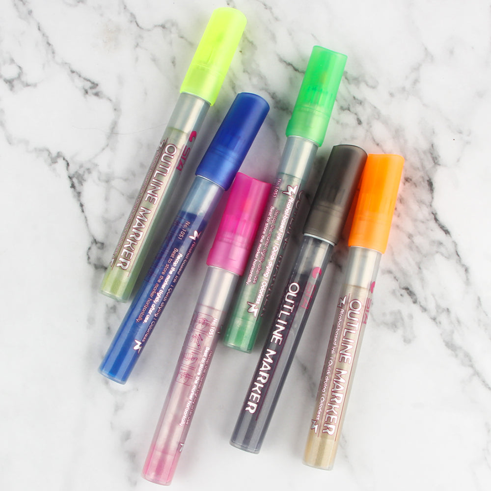Magic Super-Squiggles Self-outline Metallic Markers, 3mm Tip STA Out-line Pen