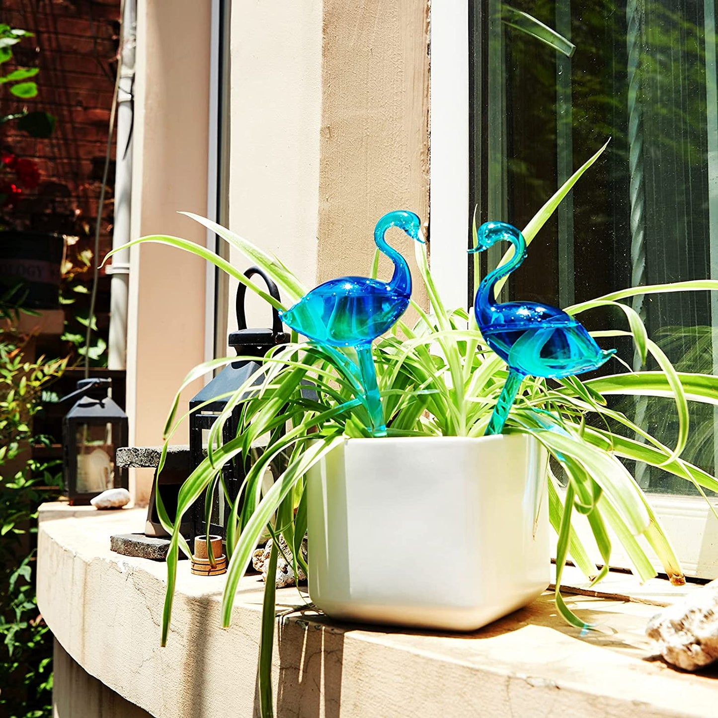 Self Watering Globes 2PCS Gradient Hot Blue Glass Aqua Automatic Plant Waterer