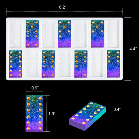 Epoxy Resin DIY Casting Soft Silicone Mold 28PCS Domino Tile Set Mexican Train