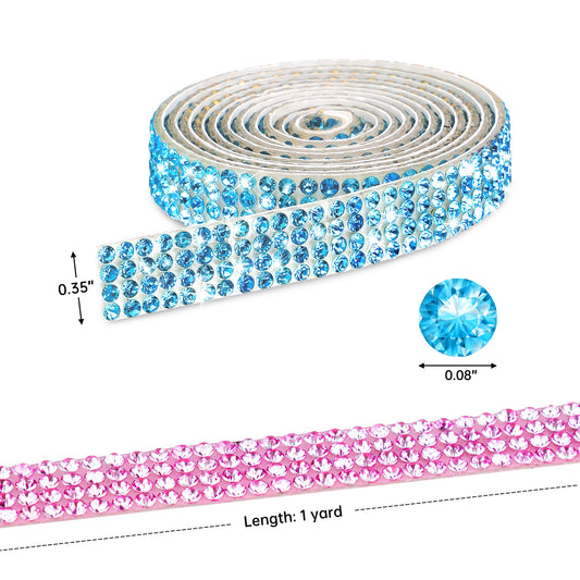 6-Pack 0.9cm Self-Adhesive Crystal Rhinestone Diamond Ribbon Roll - 6 Colors