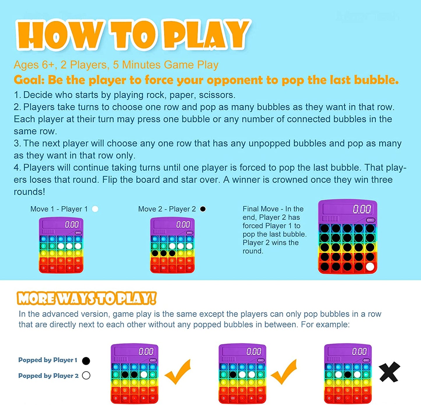 Calculator Multicolor Silicone Bubble Popper Fidget Sensory Toy Soft Pop Novelty