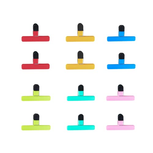 12-Pack Plastic Chip Bag Clips - Small, 6 Colors