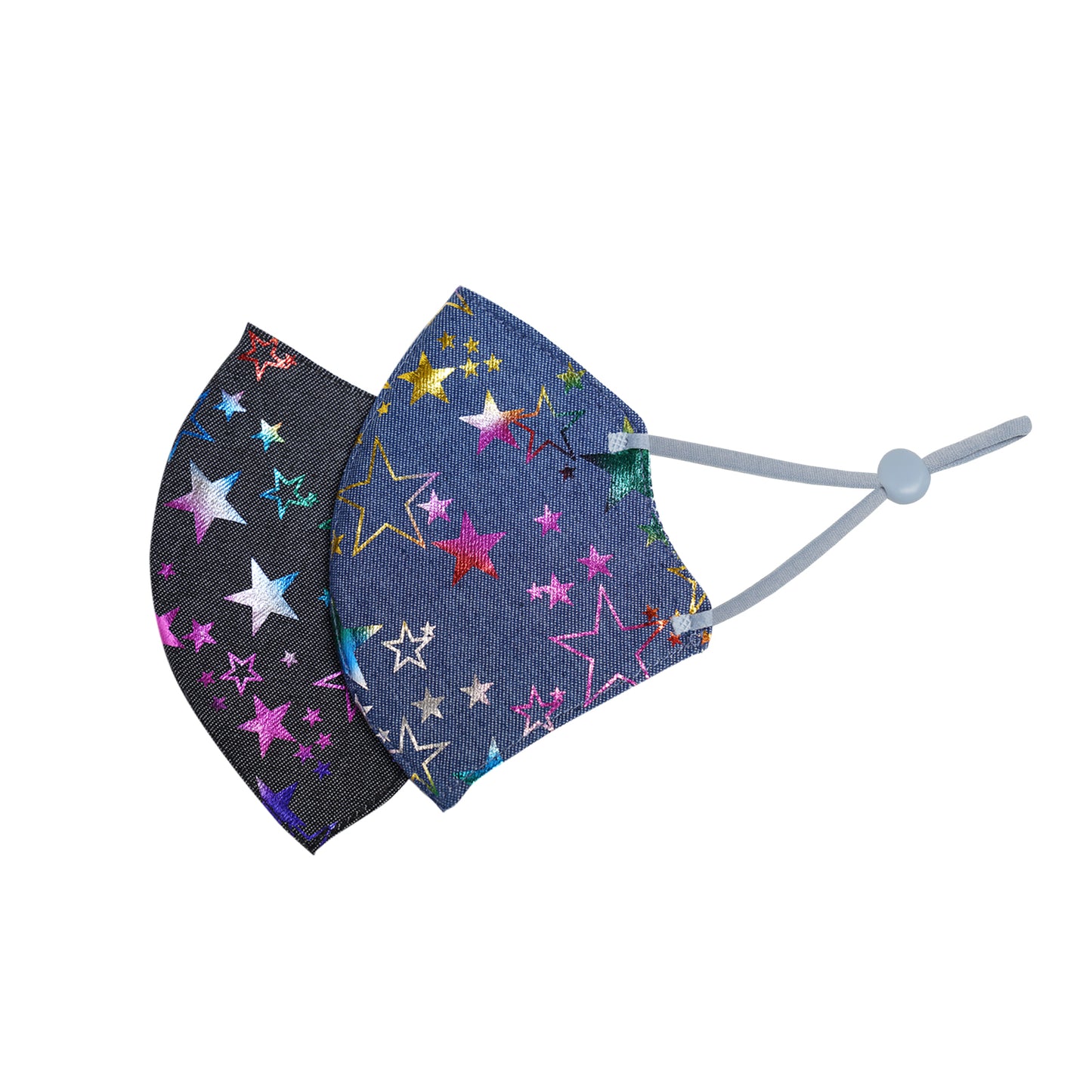 2PCS Protective Blue & Black Fashion Denim Washable Iridescent Multi-Color Star