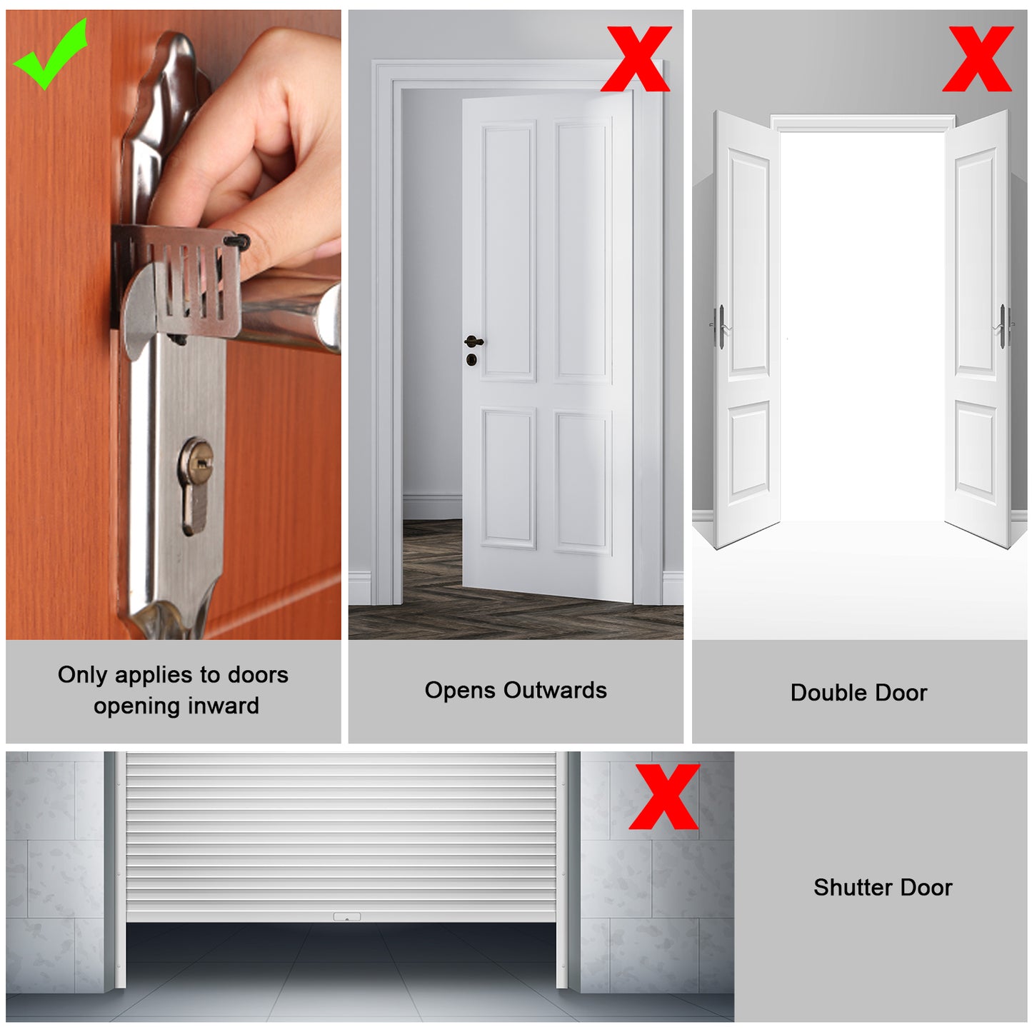 2-In-1 Portable Door Stop Kit Portable Floor Wedge Security Alarm 120db Entran