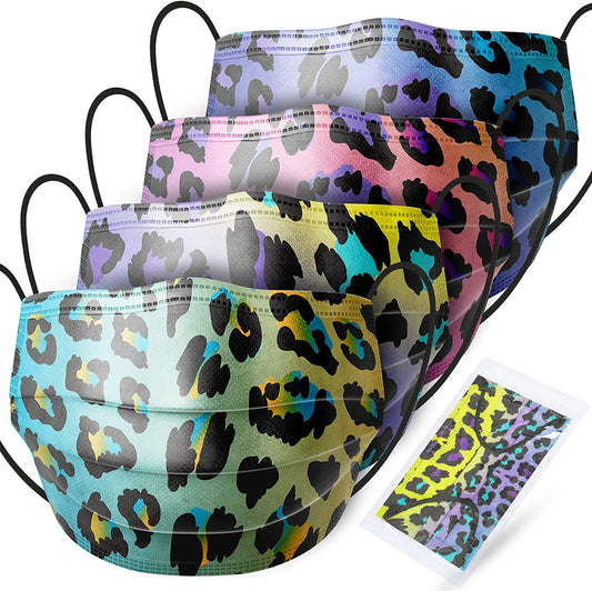 Kids' 60-Pack Individually Packaged Disposable Leopard Gradient Pattern Rainbow