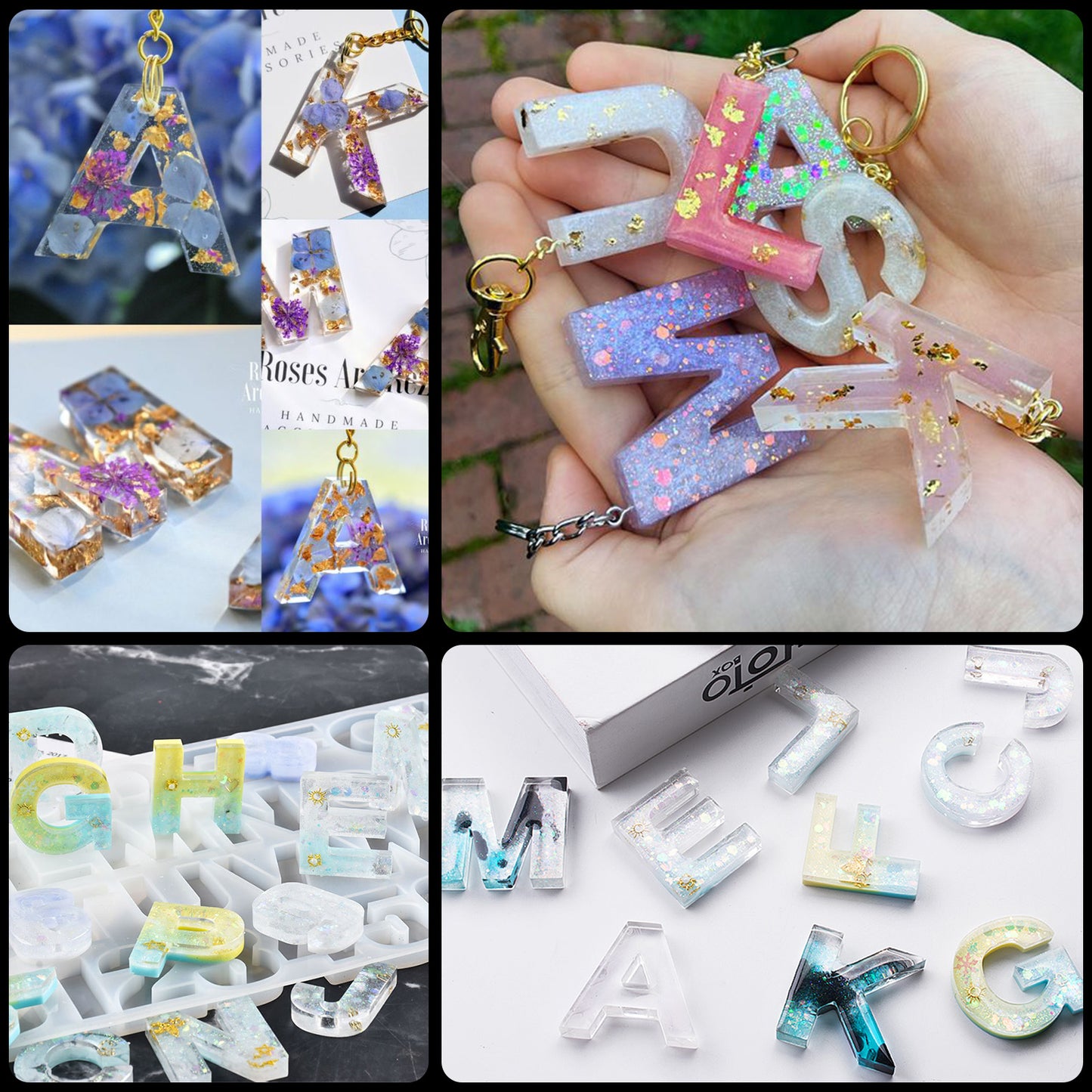 Epoxy Resin Silicone Molds DIY Casting 3D Backward Number Alphabet Reversed Le