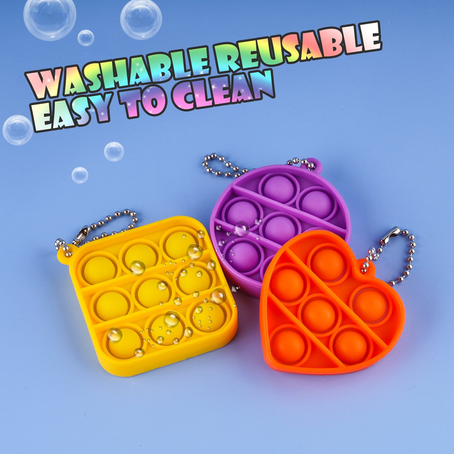 Fidget Pack 3PCS Push Pop Bubble Fidget Toy Keychains Mini Sensory Toy Stress