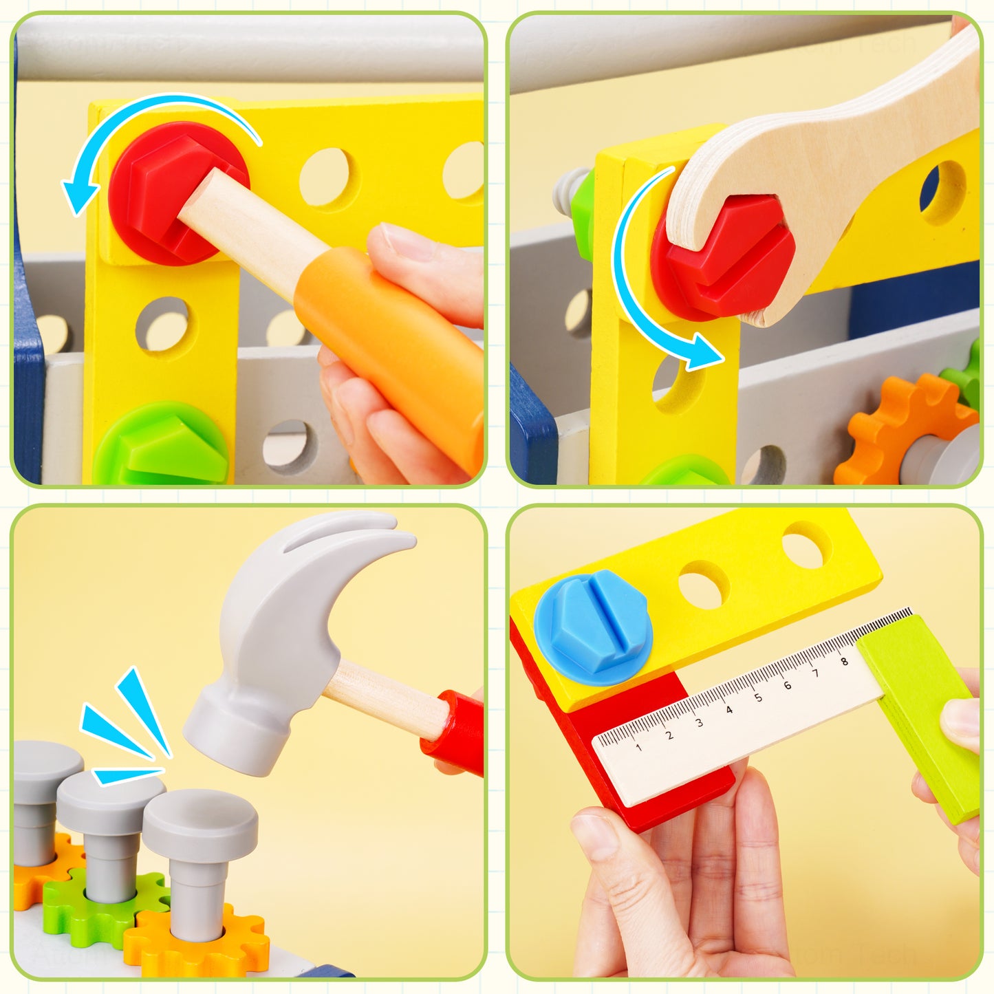 Toolbox Toy for Kids Pretend Play Kit Play Drill Tool Box Angle Ruler Toy