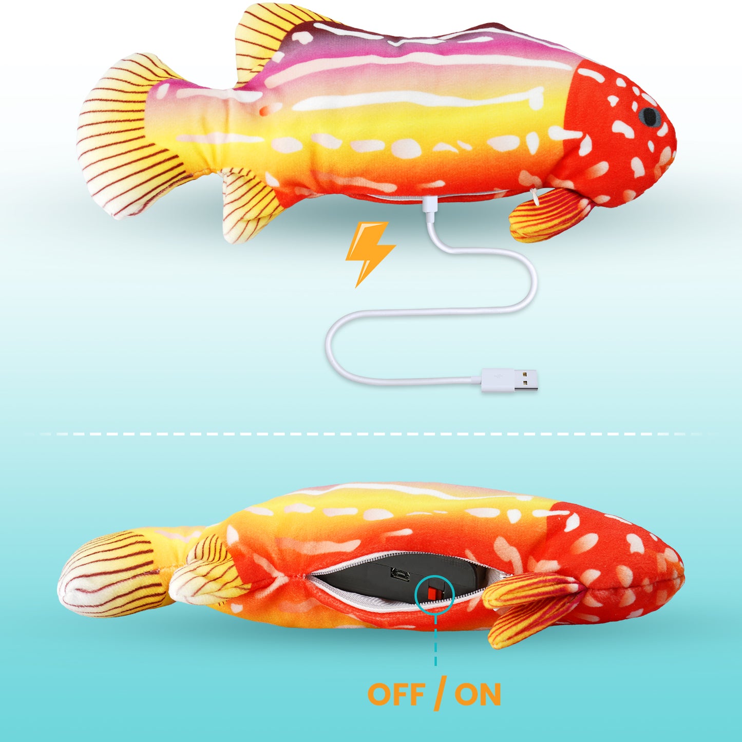 Tropical Fish Realistic Floppy Catnip Plush Cat Toy Sensor Touch Activate