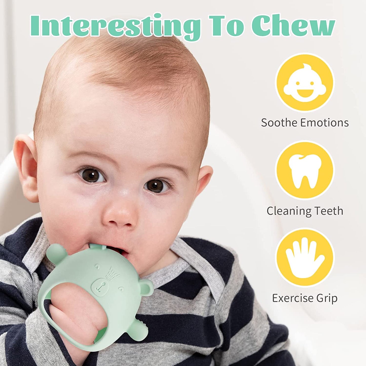Little Bear Silicone Baby Mitten Teething Chew Toy for Babies 3-6, 6-12 Months