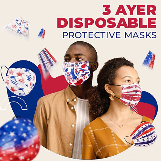 50PCS Disposable Individually Wrapped USA Flag Designs Stars & Stripes American