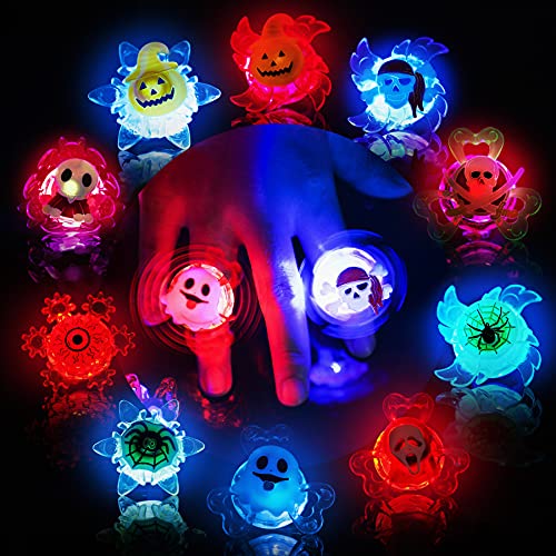 Fidget LED Light Spinner Ring 20PCS 5 Colors 10 Shapes Glow-In-The-Dark Flashing