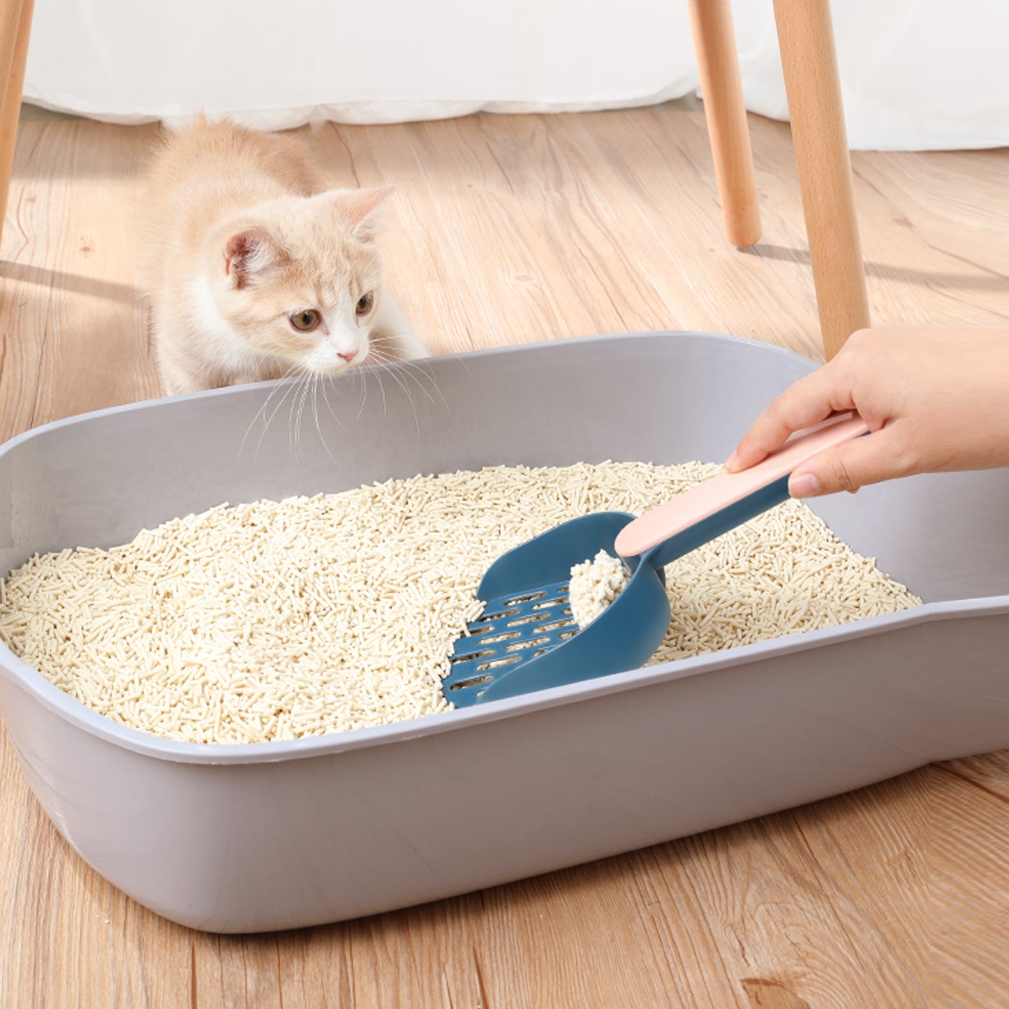 Cat Litter Scoop 2PC Plastic Long Handle Deep Shovel Long Slot Smooth Non-Sticky