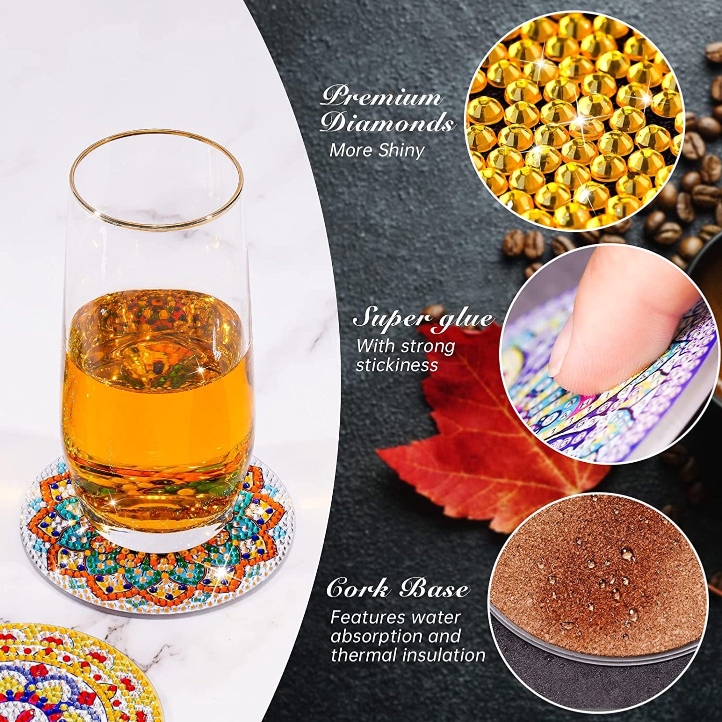 Mandala Coasters Diamond Painting Kits 8PCS Arts Crafts Kit for Adults and Kids