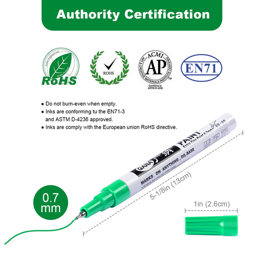 Permanent on Almost Any Surfaces Paint Markers, 0.7mm Oil-based Fine Tip Paint