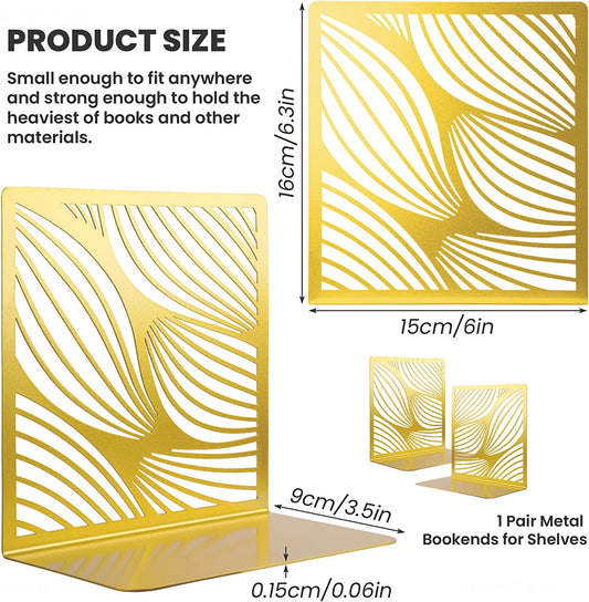 Bookends Decorative Book Ends Gold Bookends for Shelves Hold Books Heavy Duty