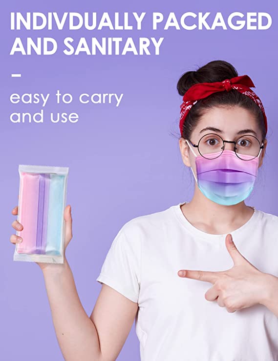 50PCS Fashion Disposable Adult Single Wrap Blue/Purple/Pink Multicolor Gradient