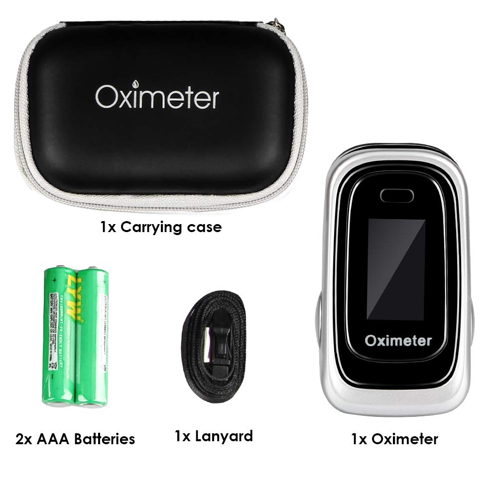 Fingertip Pulse Oximeter Blood Oxygen Saturation Monitor with Silicon Cover BLK