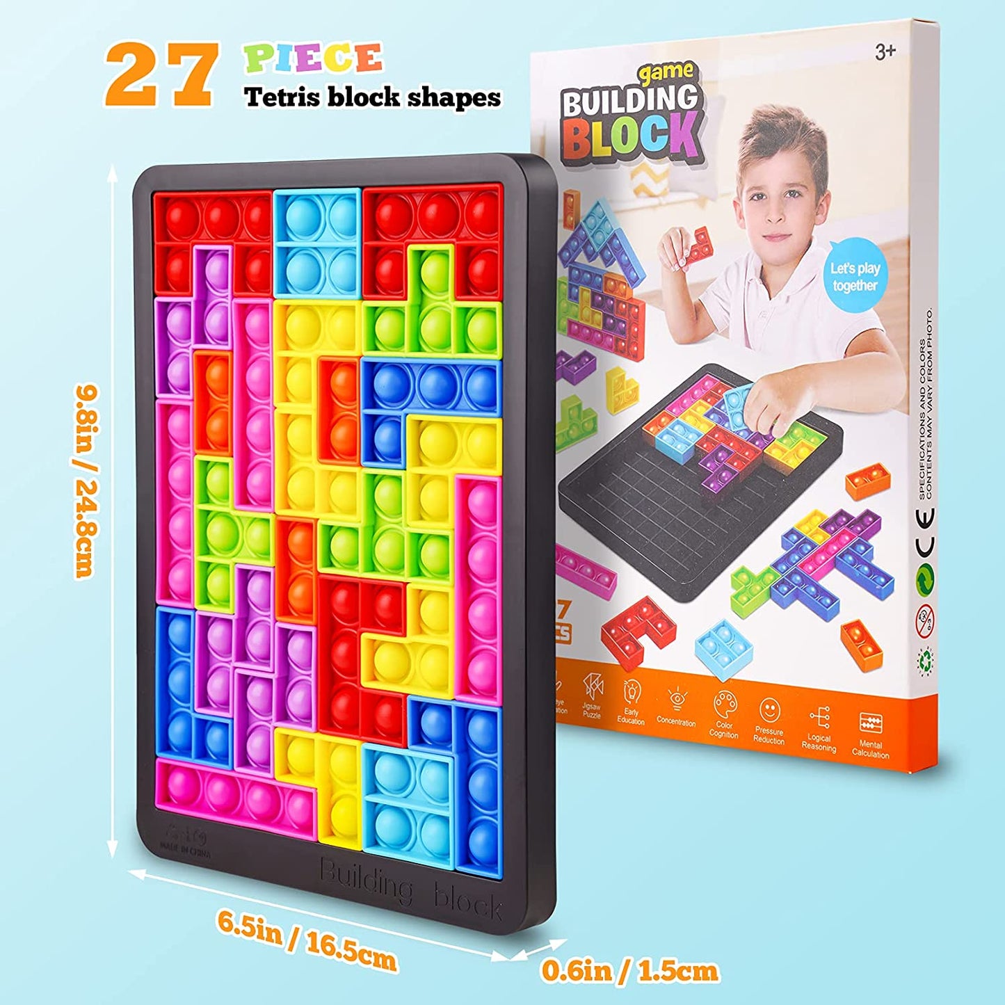 3D Silicone Jigsaw Puzzle Push Pop Bubble Fidget Sensory Toy Building Blocks