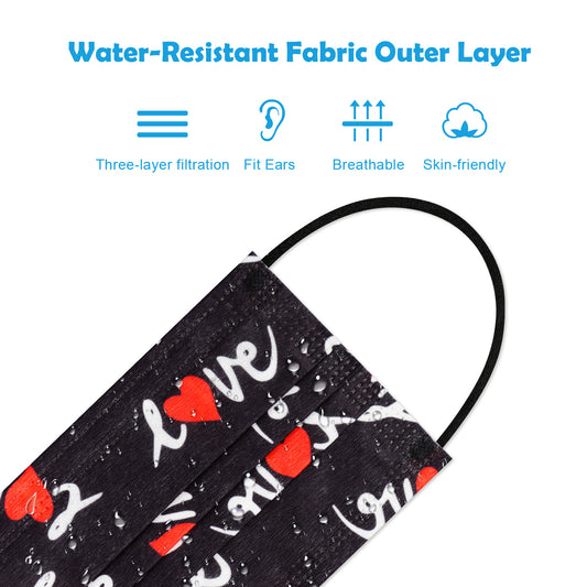 60PCS Disposable Fashion s Love Heart Print Valentine's Day Stylish Gif