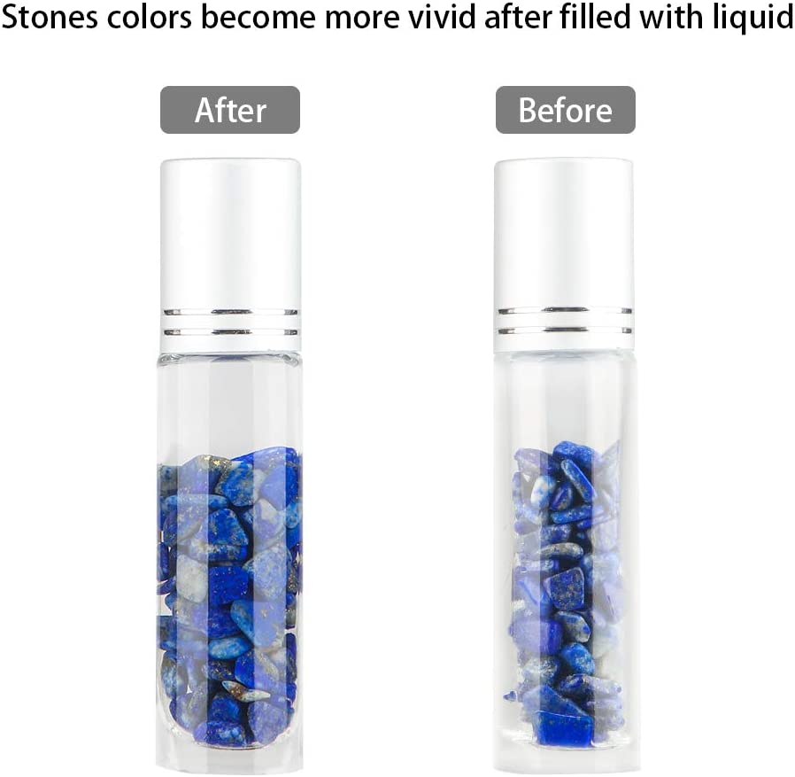 10ml Essential Oil Roller Bottles Set with Colorful Gem Stone Balls Home Ultra T
