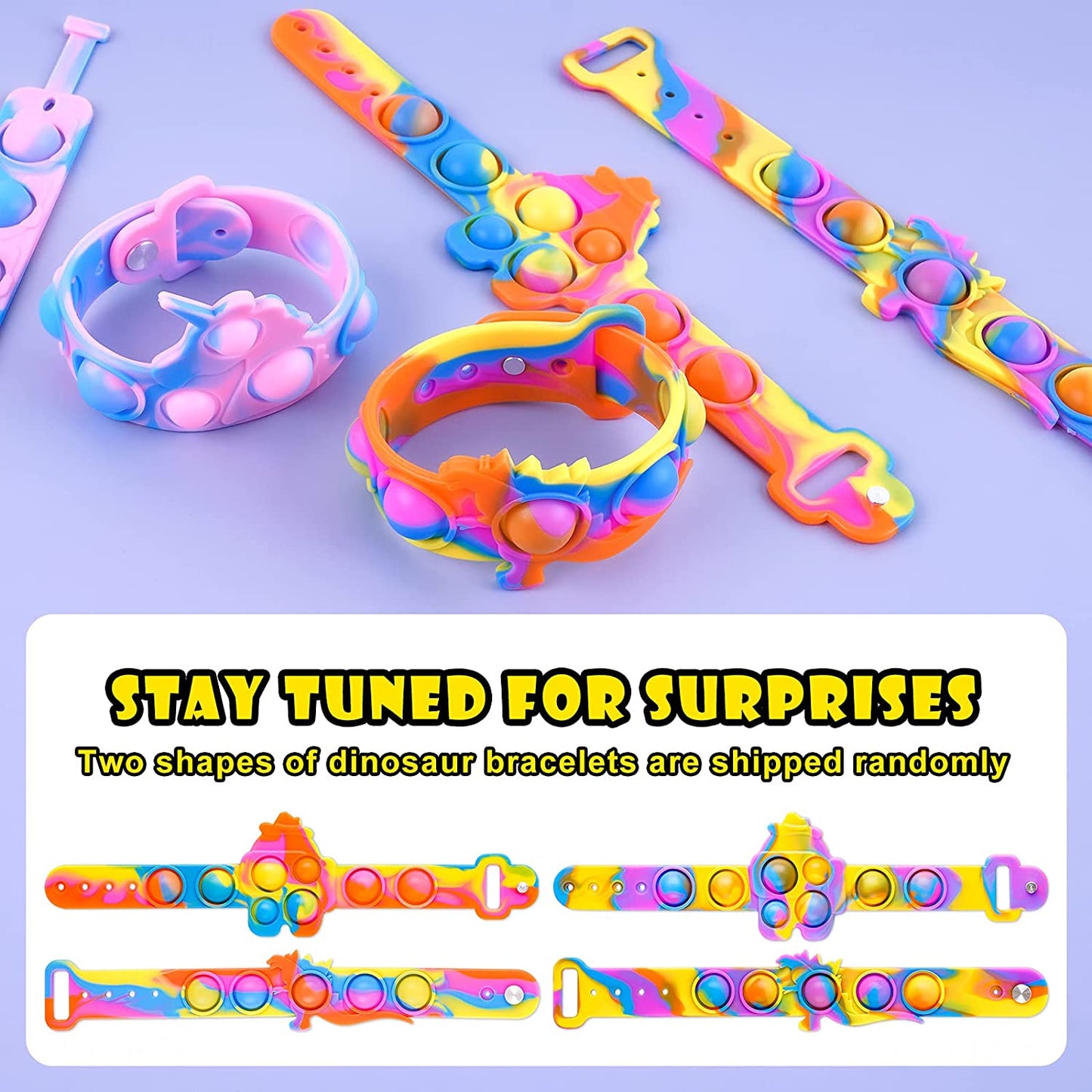 Kids' Silicone Push Pop Bubble Wristband Fidget Sensory Toy 4PCS Multicolor Toys