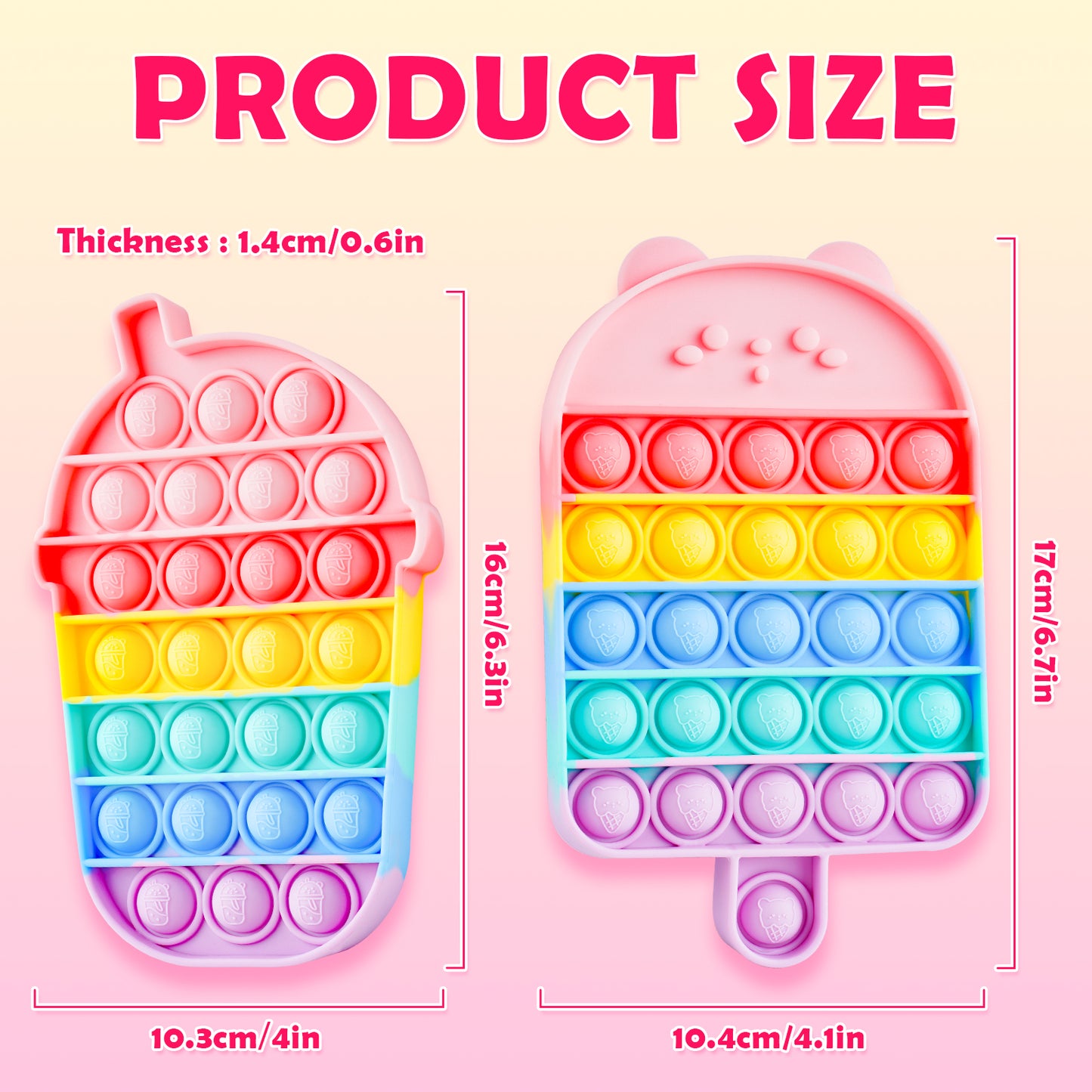 2-Pack Silicone Dessert Push Pop Bubble Fidget Sensory Toys Stress Reducer Anx