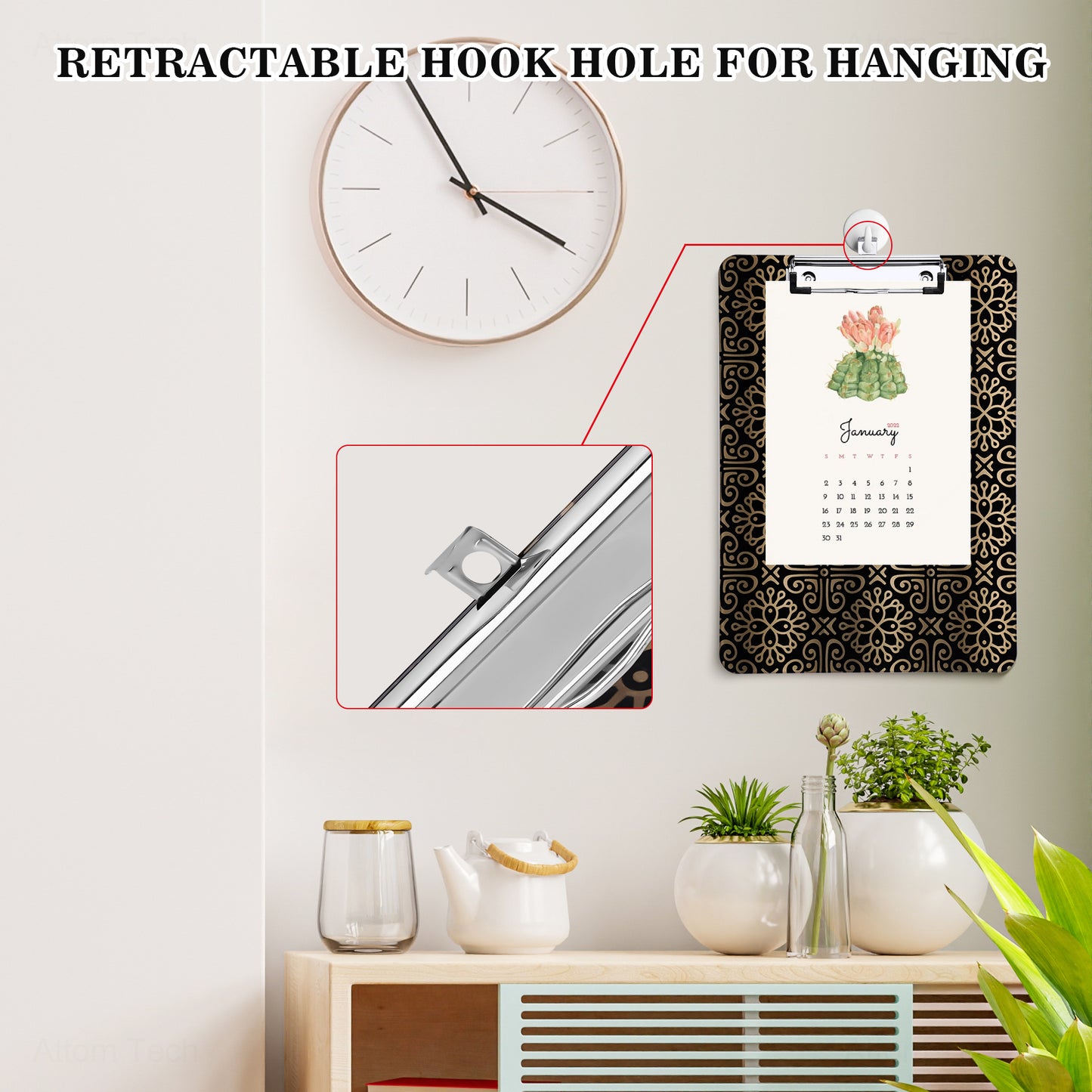 Plastic Clipboard Standard A4 Letter Size 12.4"x8.9" Low Profile Clip Hanging
