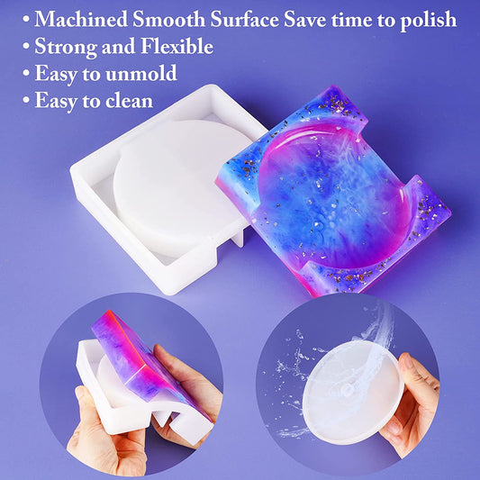 LED Light Up Coasters with Stand Resin DIY Silicone Molds (LEDs Sold Separately)