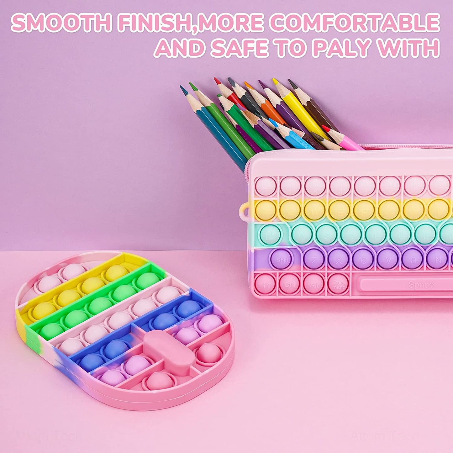 Push Pop Bubble Fidget Sensory Toys Computer Mouse Zipper Bag Candy Rainbow