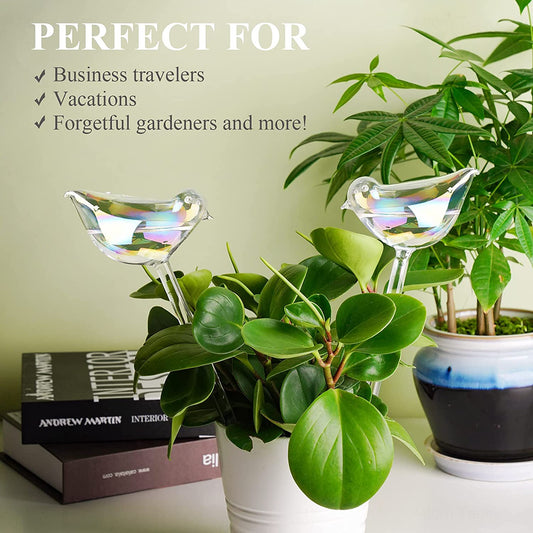 Bird Aqua Spike Plant Watering Globe 2-Pack 10" Light Gradient Glass Globes