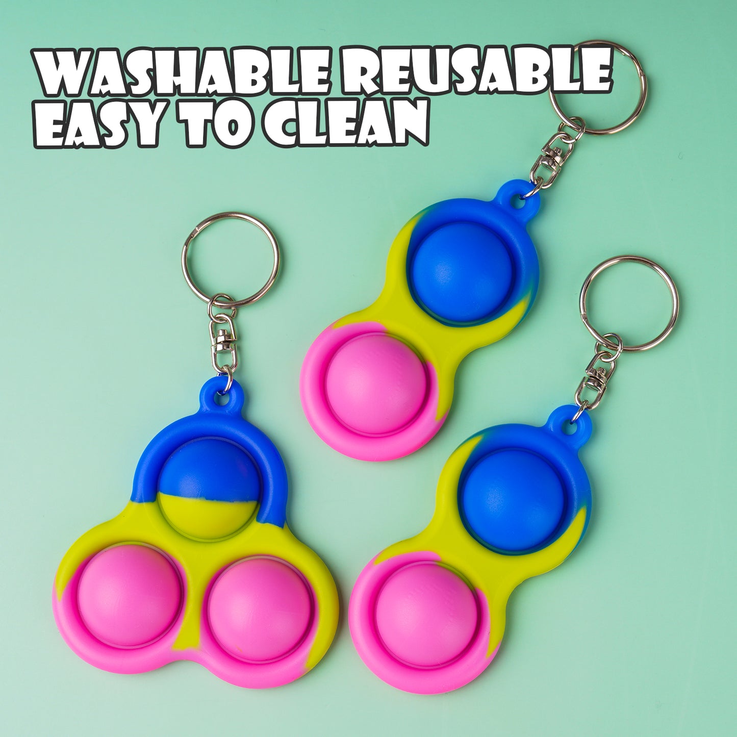Fidget Pack 3PCS Mini Push Pop Bubble Fidget Sensory Toy Keychains