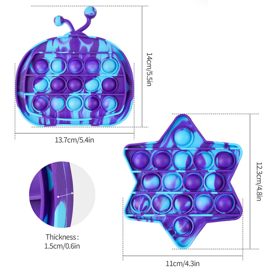 2PCS Silicone Push Pop Bubble Fidget Sensory Toys, 6-Pointed Star Sacred Hexag