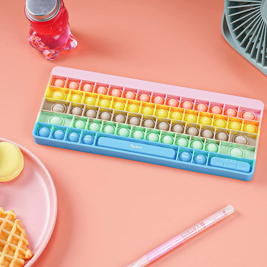 Soft Silicone Keyboard Letters Pop Bubble Fidget Sensory Toy Big Size 10.6"x4.3"
