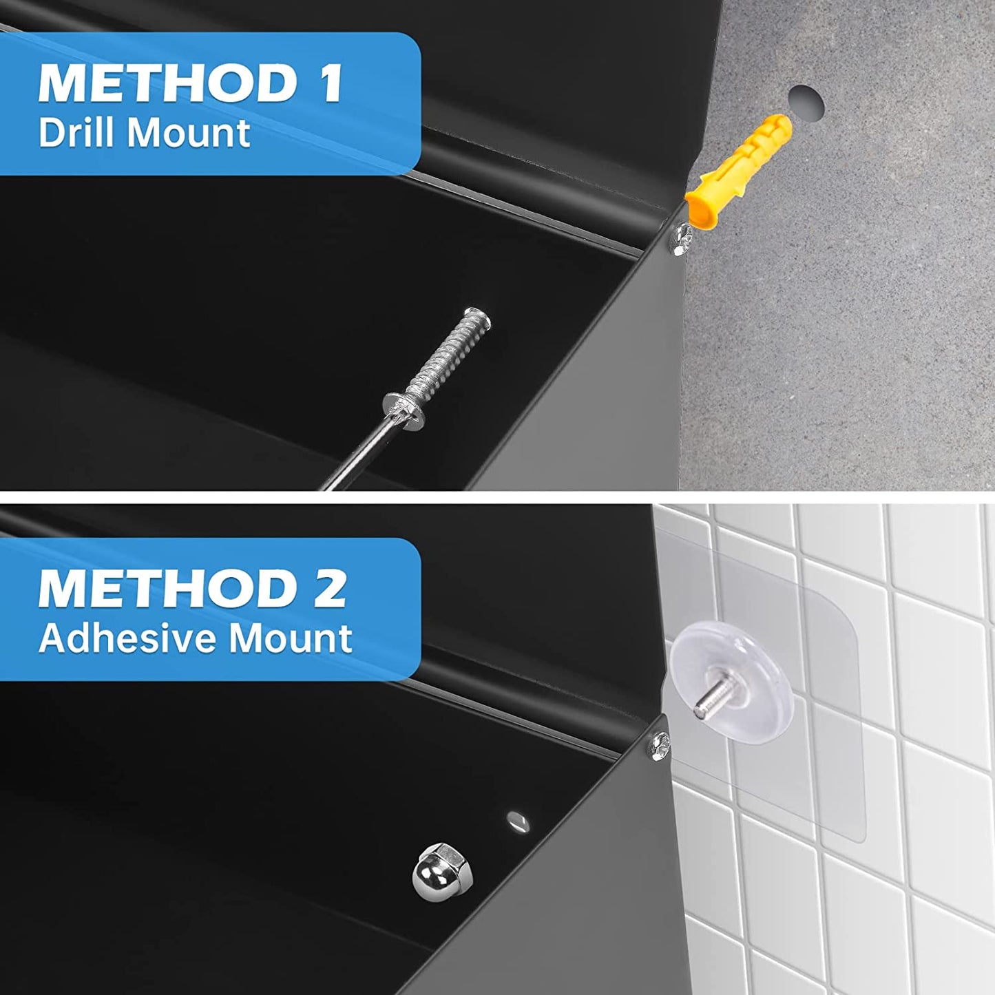 Black Toilet Paper Holder Shelf & Wipe Dispenser Wall Mount Toilet Paper Holder