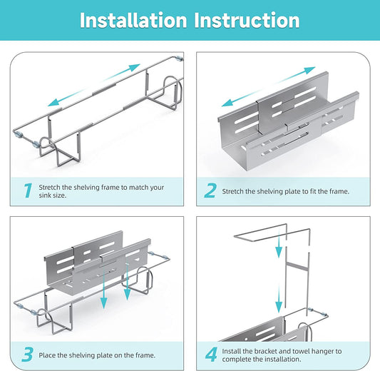 Expandable Sink Storage Rack 2-In-1 Adjustable Stainless Steel Sponge Caddy