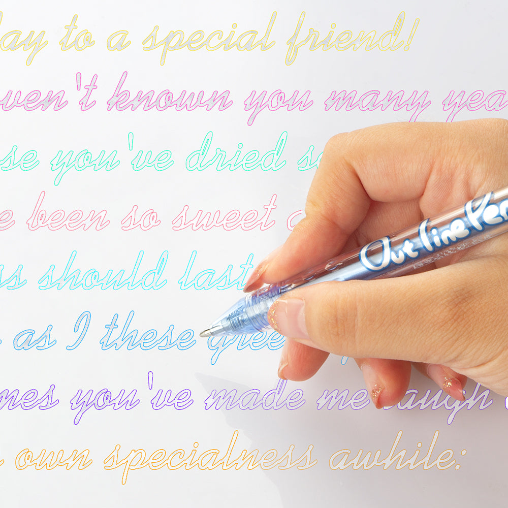 Self-outline Gel Pens Super Squiggles Ballpoint Pens Retractable Silver Metallic