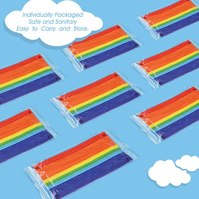 50PCS Rainbow Color Individually Wrap Soft Elastic Earloop
