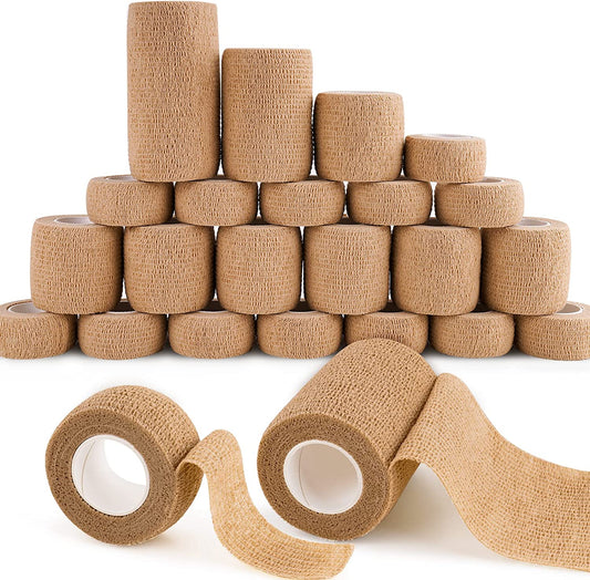24PCS Self-Adhesive Elastic Wrap Bandage Tape Cohesive 1"/2"/3"/4" 5-Yard Rolls