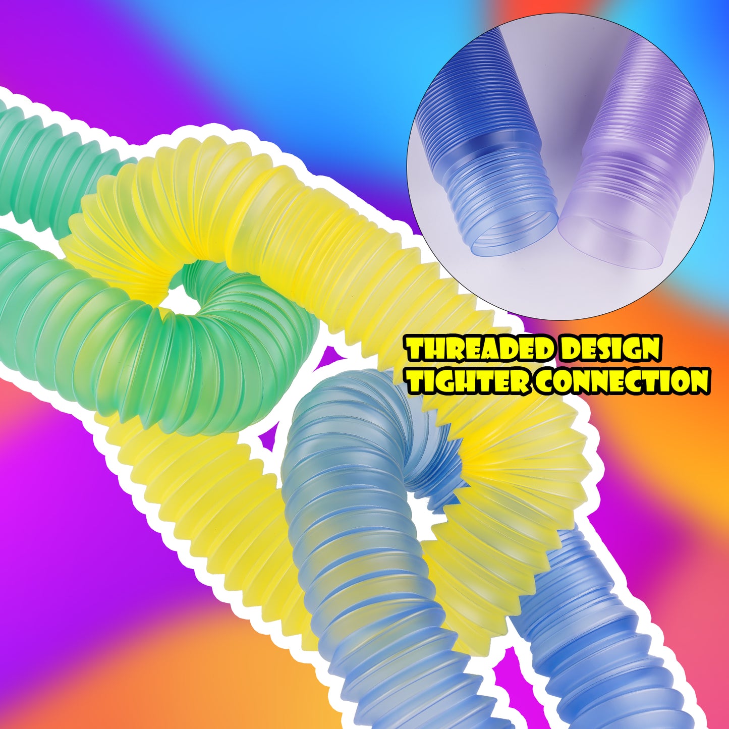 4PCS Stretch Pop Tubes and 3PCS LED Bouncy Balls Sensory Toys, Multi-Color