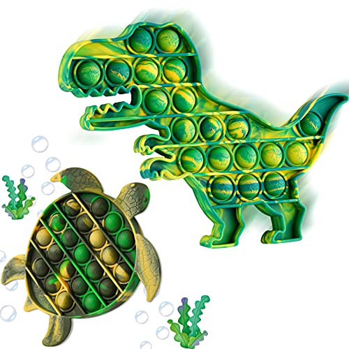 2PCS Silicone Push Pop Bubble Fidget Sensory Toys Camo Animal Stress Reducer A