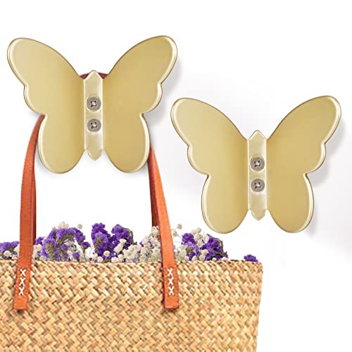 2PCS Butterfly Coat Hooks Matte Brass Decorative Wall Mounted Multifunctional