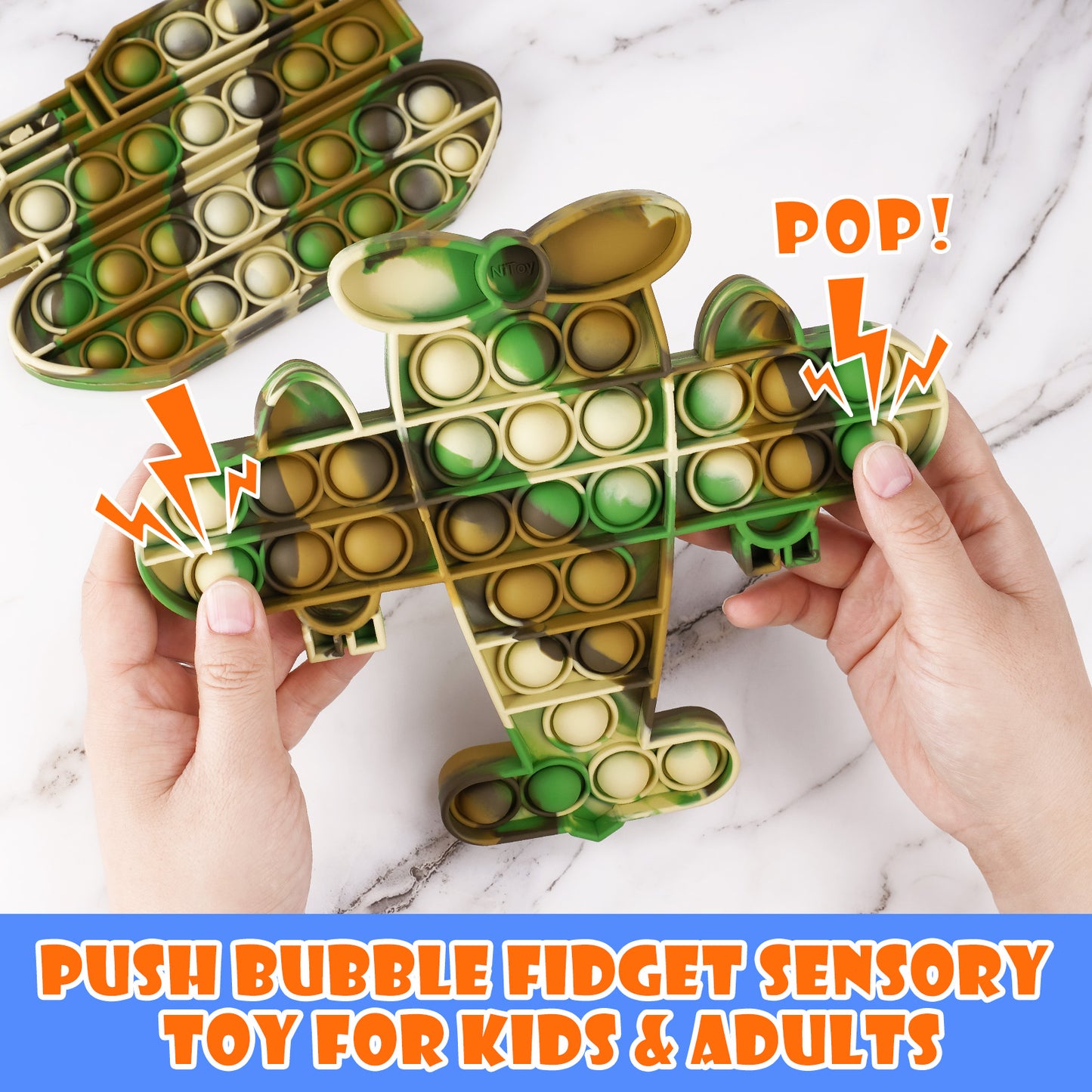 2PCS Pop Bubble Silicone Sensory Fidget Toy Pack, Multicolor Squeeze Popper To