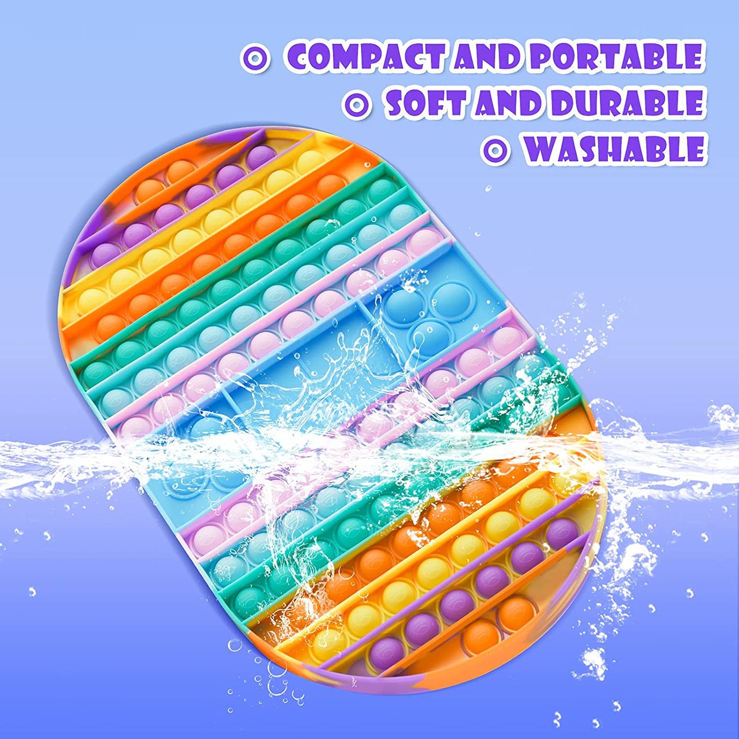 Silicone Push Pop Bubble Fidget Toy Big Oval Game Board 2PCS Game Dices Rainbow