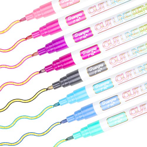 Self-outline Golden Super-Squiggles Metallic Markers, 8 Color Outline Marker Dou