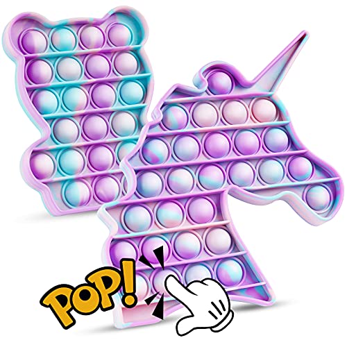 Fidget Pack 2PCS Push Pop Bubble Fidget Sensory Toys Stress Anxiety Relief Sil