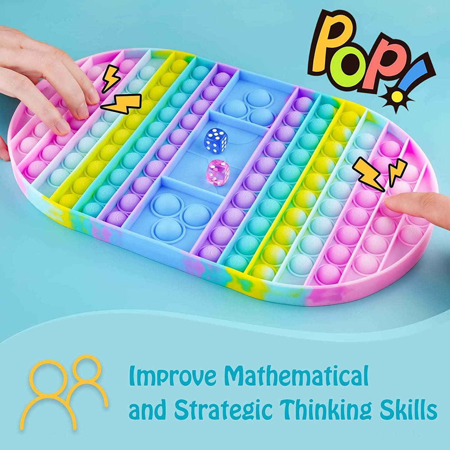 Silicone Oval Push Pop Bubble Game Pad 2 Game Dices Big Size Toy Board Sensory