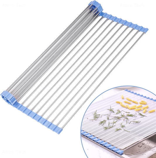 Roll Up Dish Drying Rack Over Sink Silicone Steamer Mat 17.7"x15" Large Rack